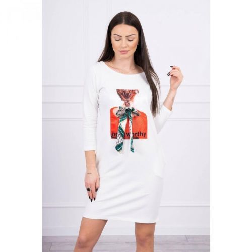 Dress with graphics 3D Noteworthy ecru