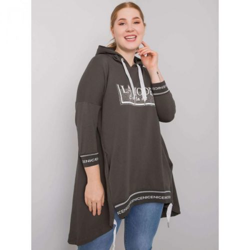 Dark khaki plus size women's sweatshirt with a pocket