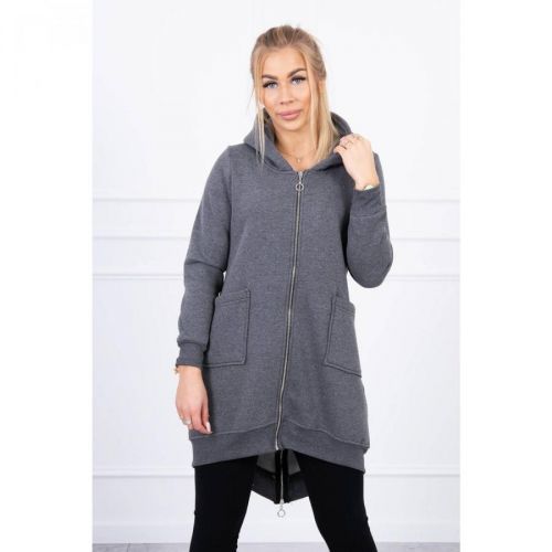 Insulated sweatshirt with a zipper at the back graphite