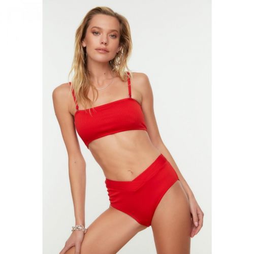 Trendyol Red V Cut High Waist Bikini Bottom