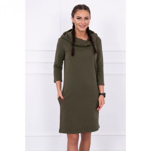 Dress with a hood and pockets khaki