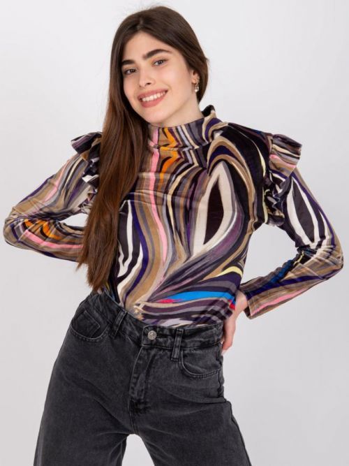 BAREVNÁ VZOROVANÁ HALENKA LINA Z VELURU DHJ-BZ-6533C.90 Velikost: ONE SIZE