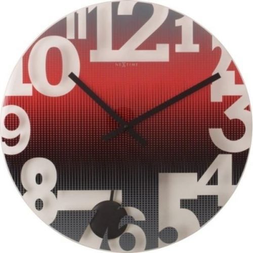NeXtime Designové nástěnné hodiny 8127ro Nextime Swing red 43cm