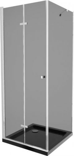 MEXEN/S Lima sprchový kout zalamovací dveře 80 x 80 cm, grafit, chrom + Flat černá vanička se sifonem 856-080-080-01-40-4070