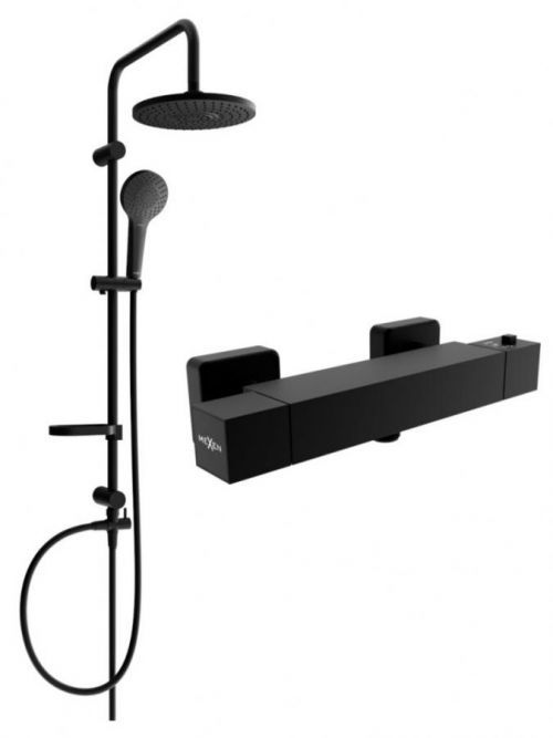 MEXEN/S Eriksprchový sloup včetně sprchové termostatické baterie Cube, černá 77200205-70