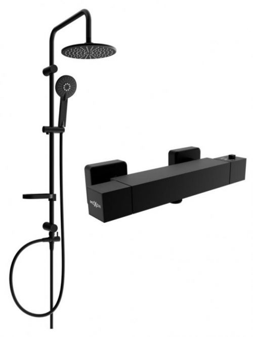 MEXEN/S Carlsprchový sloup včetně sprchové termostatické baterie Cube, černá 77200240-70