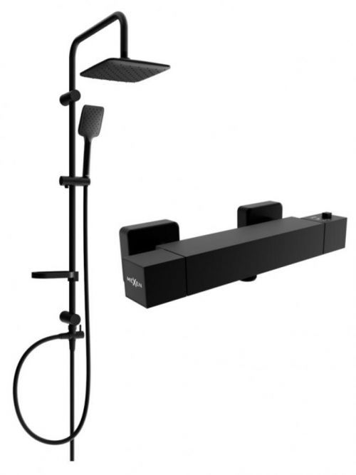 MEXEN/S Svensprchový sloup včetně sprchové termostatické baterie Cube, černá 77200262-70
