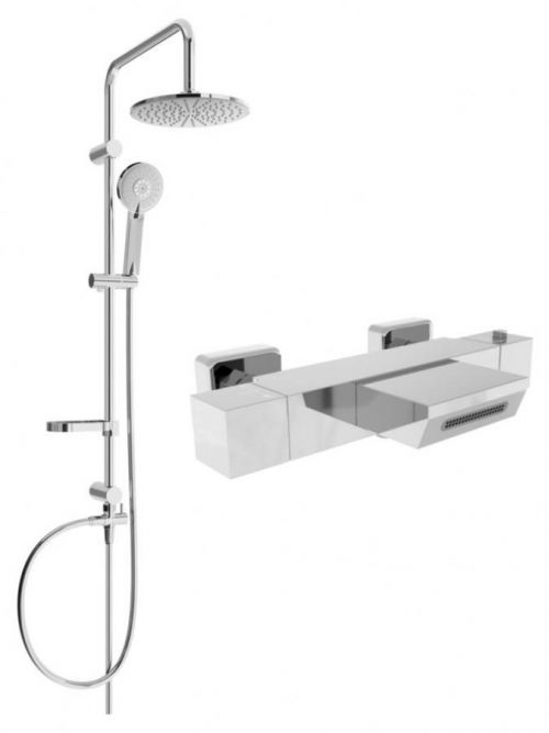 MEXEN/S Carl sprchový sloup včetně vanové termostatické baterie Cube, chrom 77360240-00