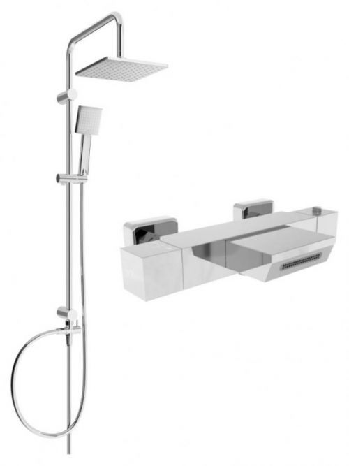 MEXEN/S Tord sprchový sloup včetně vanové termostatické baterie Cube, chrom 77360200-00