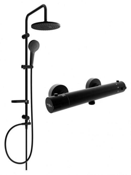 MEXEN/S Eriksprchový sloup včetně sprchové termostatické baterie Kai, černá 77100205-70