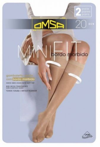 Omsa Minifit 20 den A`2 2-pack podkolenky  1/2-s/m beige naturel/odstín béžové
