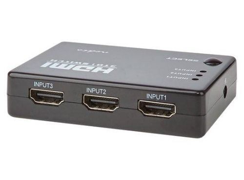 NEDIS HDMI přepínač/ 3x HDMI vstup/ 1x HDMI výstup/ 1080p/ ABS/ antracit/ box, VSWI3453BK