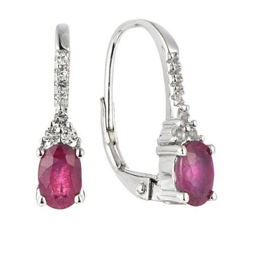 Brilio Silver Elegantní stříbrné visací náušnice s rubíny Precious Stone SEC2747G