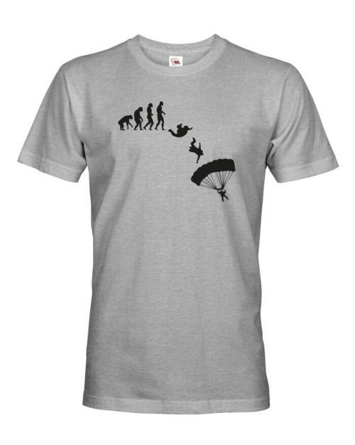 Pánské tričko pro parašutisty - Evoluce parašutisty - dárek pro parašutisty