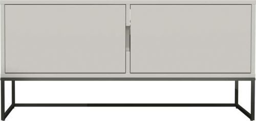 Bílý TV stolek s černými kovovými nohami Tenzo Lipp