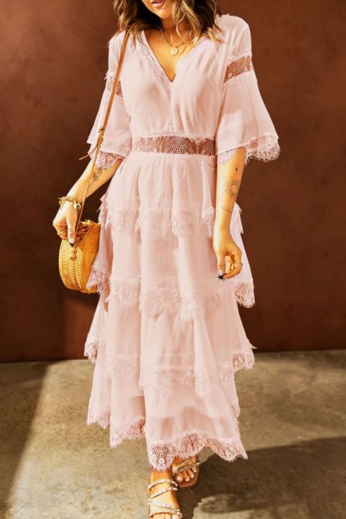 OMG Dámské dlouhé šaty Gwydir růžová L LC613868-10