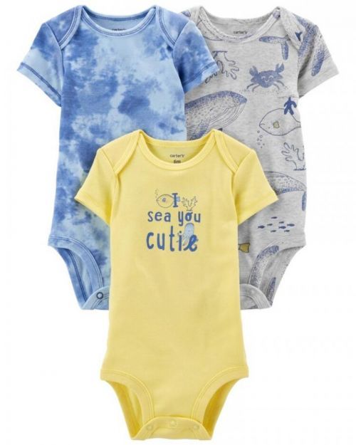 CARTER'S Body krátký rukáv Blue Ocean chlapec 3ks 3m