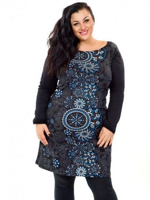 Himalife Tunika Keola - černá s tyrkysovou a bílou Velikost: S