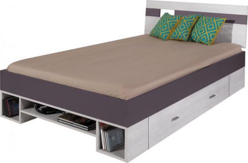 Meblar Dětská postel Next NX18 Barva: Borovice bílá/Fialová, Varianta Si: Čelo levé