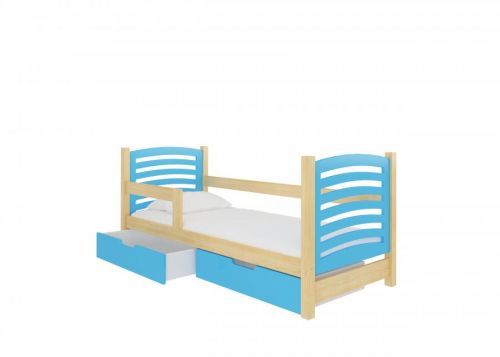 ADRK Dětská postel Camino Rám: Borovice bílá, Čela a šuplíky: Modrá