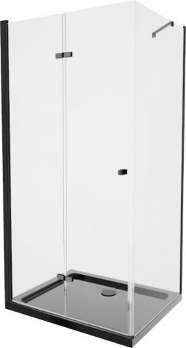 MEXEN/S Lima sprchový kout zalamovací dveře 80 x 100 cm, transparent, černý + Flat černá vanička se sifonem 856-080-100-70-00-4070B