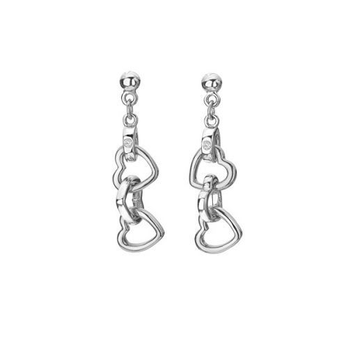 Hot Diamonds Půvabné stříbrné náušnice s diamanty Trio DE702