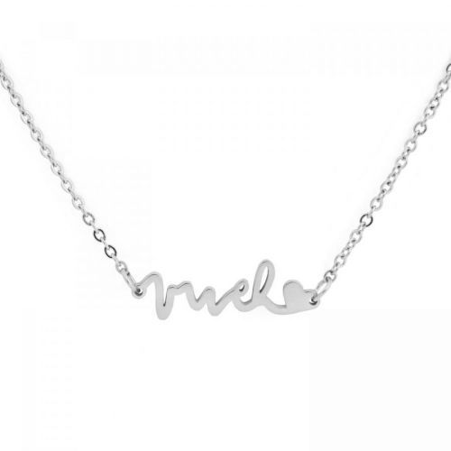 Náhrdelník Qiara Rose Gold s originálním nápisem VUCH a půvabným srdíčkem, stříbrný