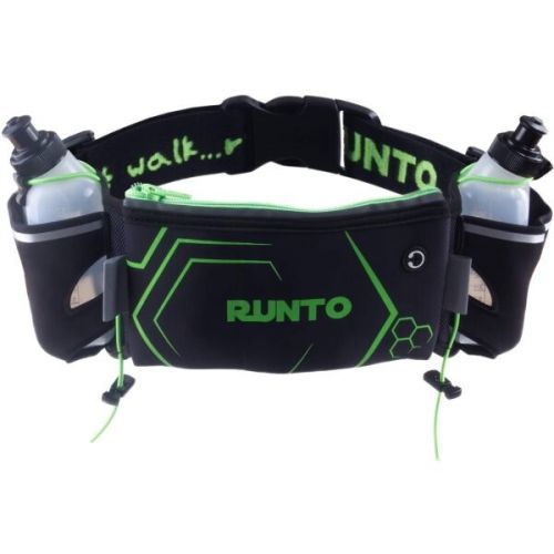 Runto DUO 2 Sportovní ledvinka se dvěma lahvičkami na vodu, Černá,Zelená, velikost UNI