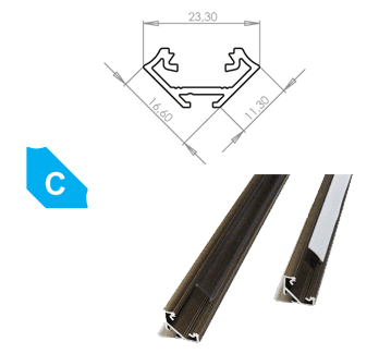 LEDLabs Hliníkový profil LUMINES C 2m pro LED pásky, eloxovaný inox