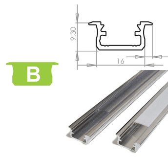 LEDLabs Hliníkový profil LUMINES B zápustný 3m pro LED pásky, hliník