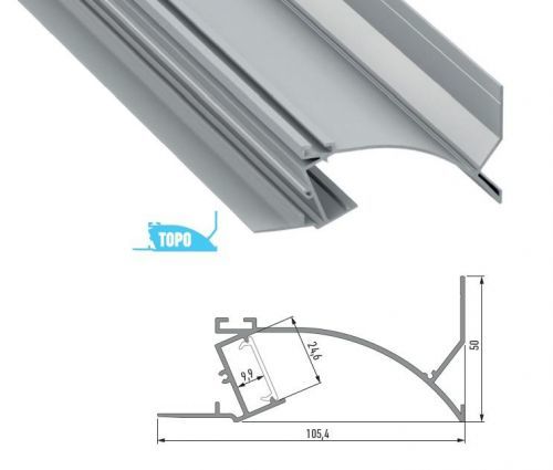 LEDLabs Hliníkový profil TOPO 1m pro LED pásky, eloxovaný stříbrný