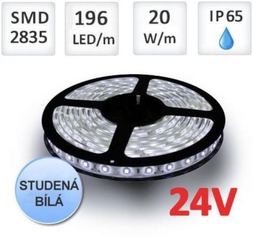 Optonica LED pásek 24V 5m 196ks 2835 20W/m silikon STUDENÁ BÍLÁ