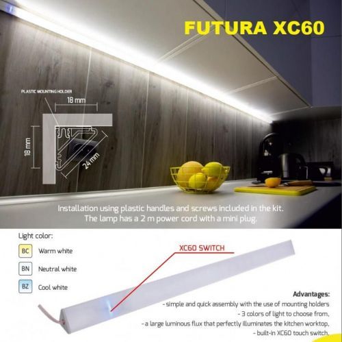 LED21 FUTURA XC60 nábytkové rohové svítidlo pod skříňky se spínačem 18W/m 1650mm FUTX-1650