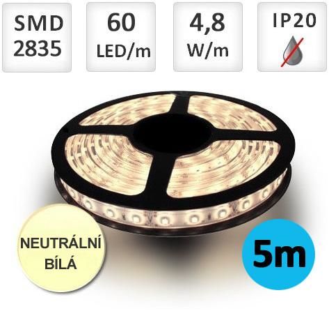 LED21 LED pásek 5m 4,8W/m 60ks/m 2835 Neutrální bílá