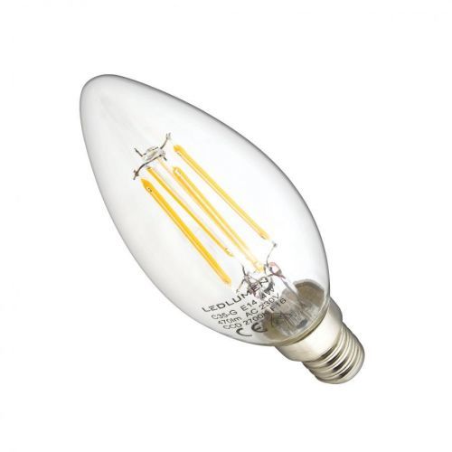LEDlumen LED žárovka 4W COB Filament E14 470lm Teplá bílá