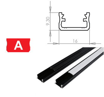 LEDLabs Hliníkový profil LUMINES A 1m pro LED pásky, černý