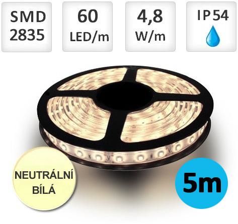 LED21 LED pásek 5m 4,8W/m 60ks/m 2835 Neutrální bílá voděodolný