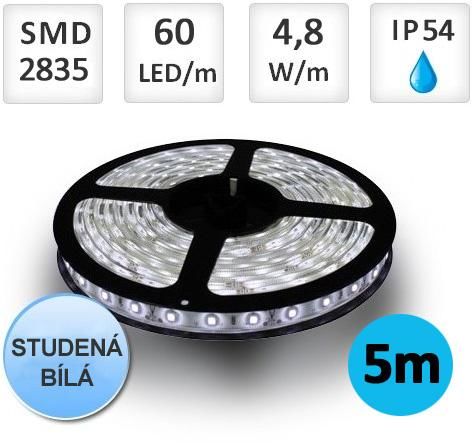 LED21 LED pásek 5m 4,8W/m 60ks/m 2835 Studená bílá voděodolný