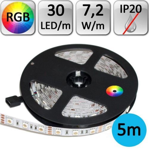 LED21 LED pásek RGB 5050 5m 7,2W/m 30LED/m IP20