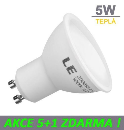 Ledspace LED žárovka 5W GU10 380lm Teplá bílá, 5+1 ZDARMA