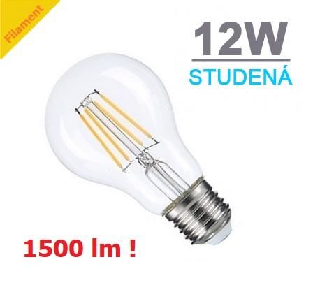 Optonica LED žárovka 12W 4xCOS Filament E27 1500lm STUDENÁ BÍLÁ