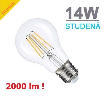 Optonica LED žárovka 14W 6xCOS Filament E27 2000lm STUDENÁ BÍLÁ