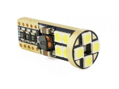 LED21 LED auto žárovka W5W T10 12 SMD CREE 3030 CAN BUS STUDENÁ BÍLÁ