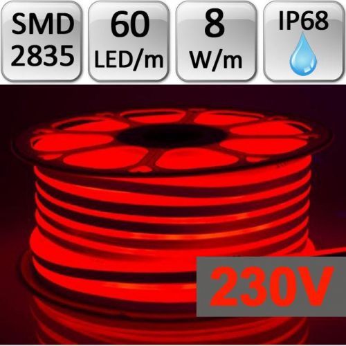 LED21 LED NEON FLEX pásek 1m 230V SMD 2835 8W/m IP68 červený