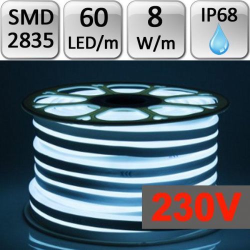 LED21 LED NEON FLEX pásek 1m 230V SMD 2835 8W/m IP68 tyrkysový