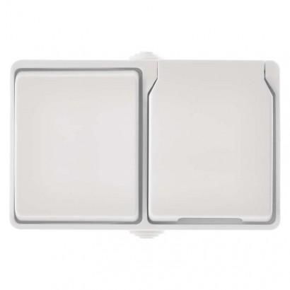 Emos Kombinace zás+přep. č.6 nástěnný, IP44, French, bílá A1397.5