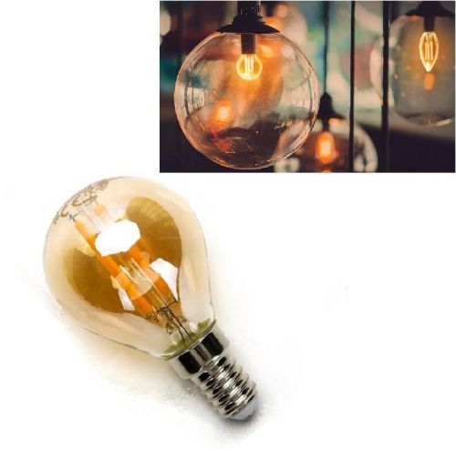 LED21 LED žárovka E14 G45 4W 4xCOB Filament 420lm AMBER, ULTRA TEPLÁ BÍLÁ