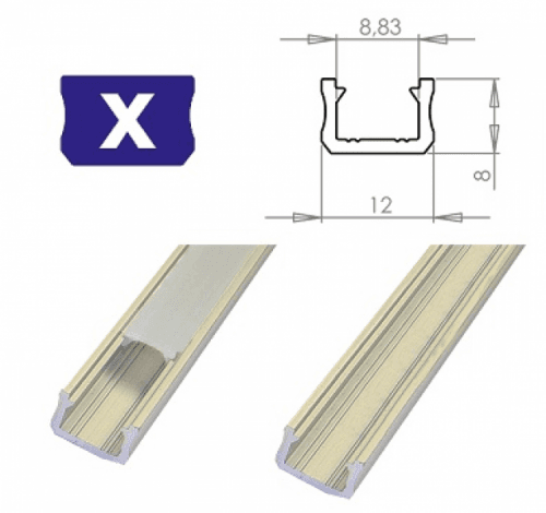 LEDLabs Hliníkový profil LUMINES X 2m pro LED pásky, stříbrný eloxovaný