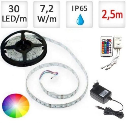 LED21 LED pásek 2,5m RGB 5050, 30 LED/m, 18W, IP65, sada