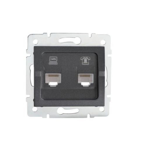 Kanlux 25290 LOGI Zásuvka datová-telefonní RJ45Cat 6 + RJ11 - grafit